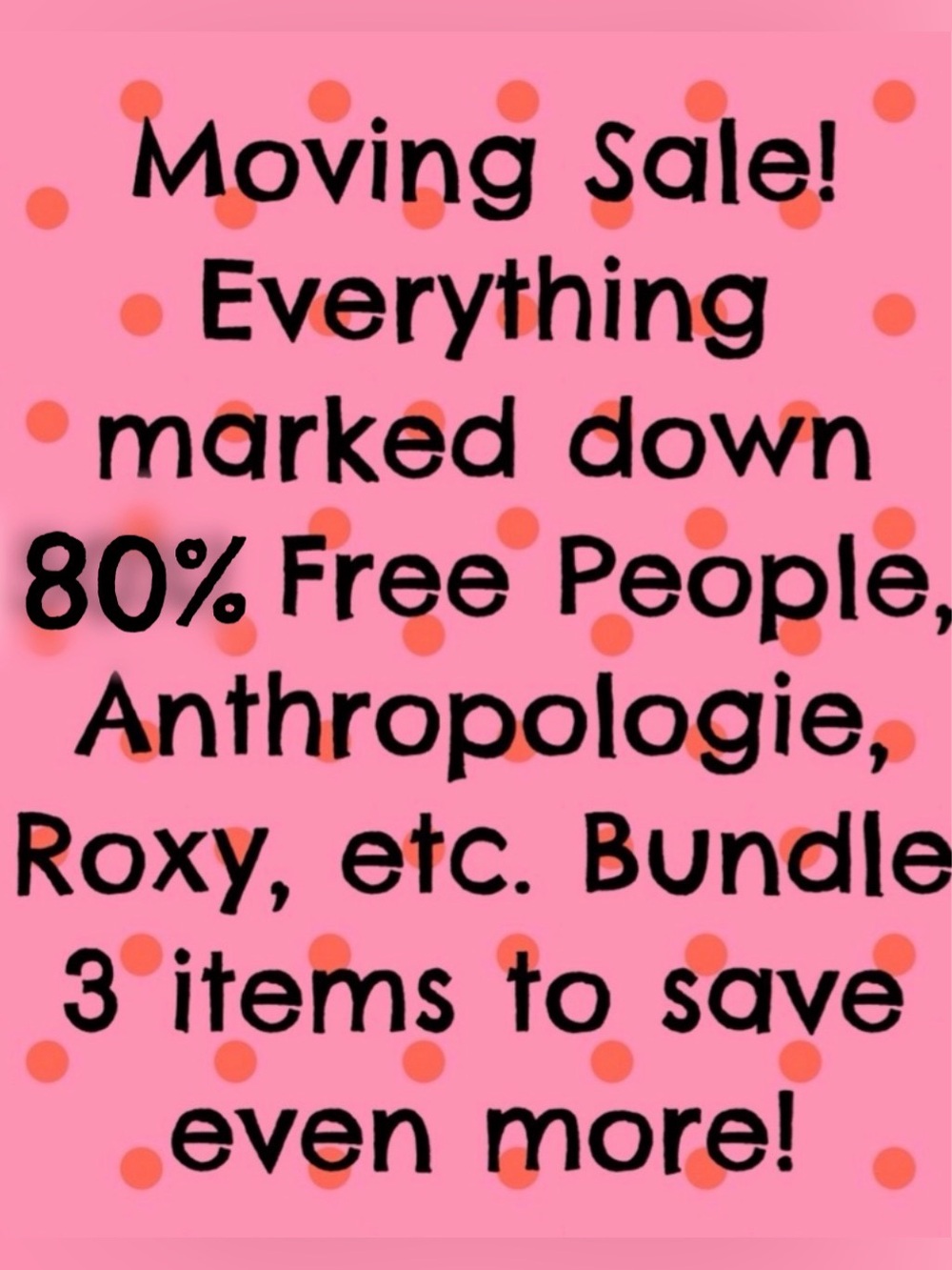 Moving Sale Free People, Anthropologie, Roxy, Disney etc. 80% off!